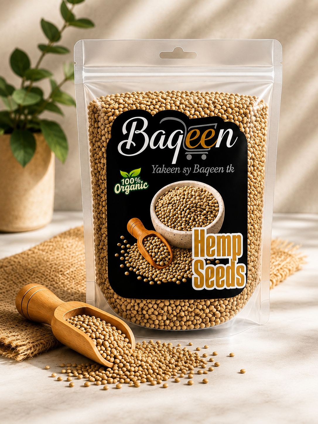 Baqeen 100% Organic Hemp Seeds – Premium Natural Hemp Seeds