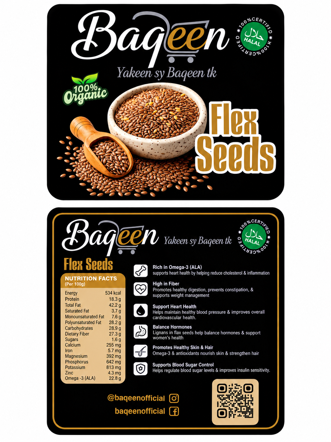 Baqeen 100% Organic Flax Seeds – Premium Quality