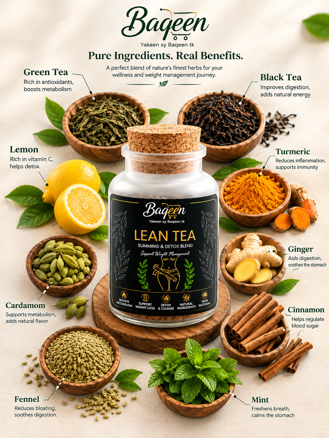Baqeen Lean Tea – Slimming & Detox Herbal Tea Blend 150 g
