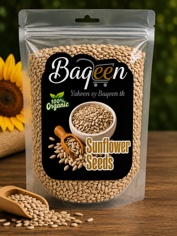 Baqeen™ 100% Organic Raw Sunflower Seeds – Premium Halal Snack