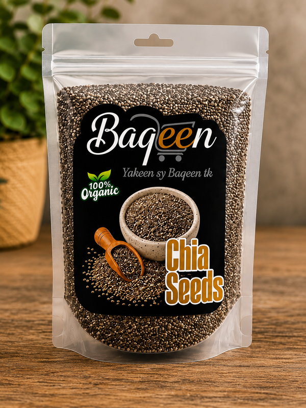 Baqeen™ 100% Organic Raw Chia Seeds – Premium Halal Superfood