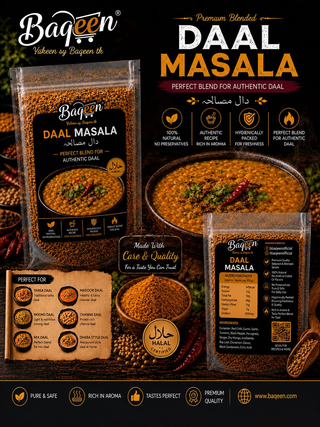 Baqeen Premium Daal Masala – Authentic Traditional Spice Blend