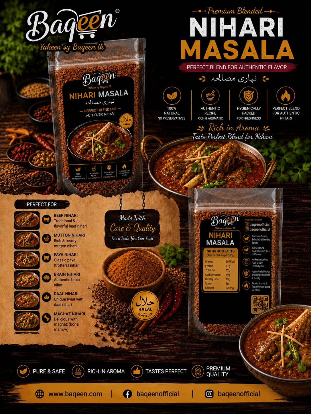 Baqeen Premium Nihari Masala – Authentic Pakistani Spice Blend