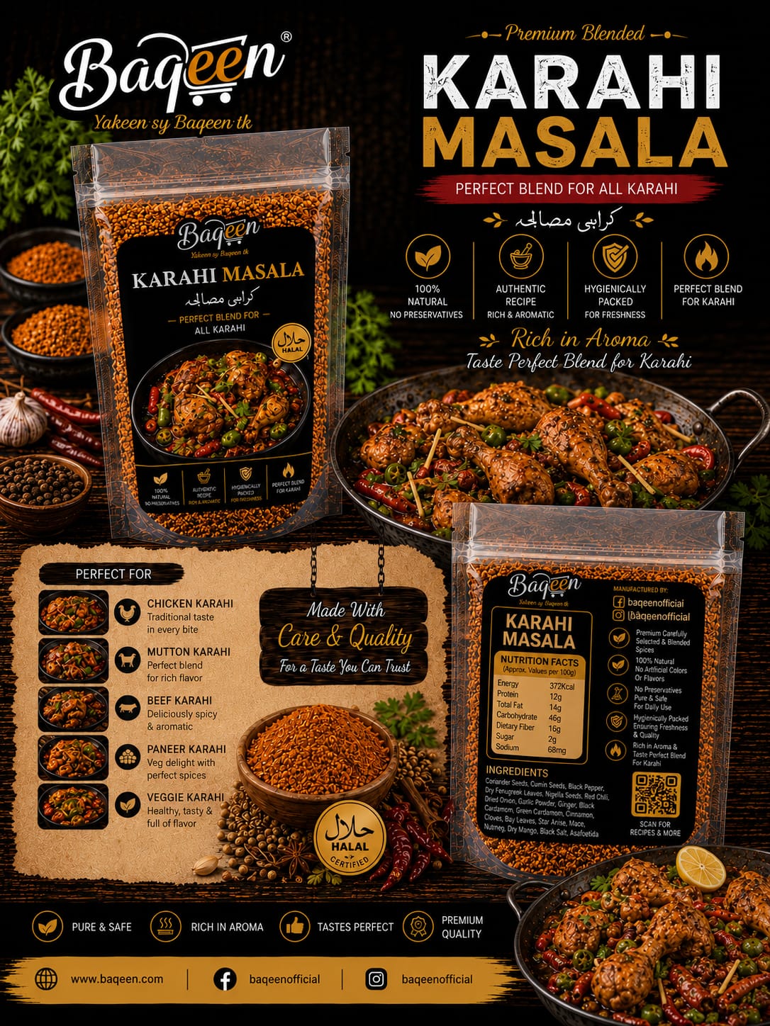 Baqeen Premium Karahi Masala – Authentic Natural Spice Blend