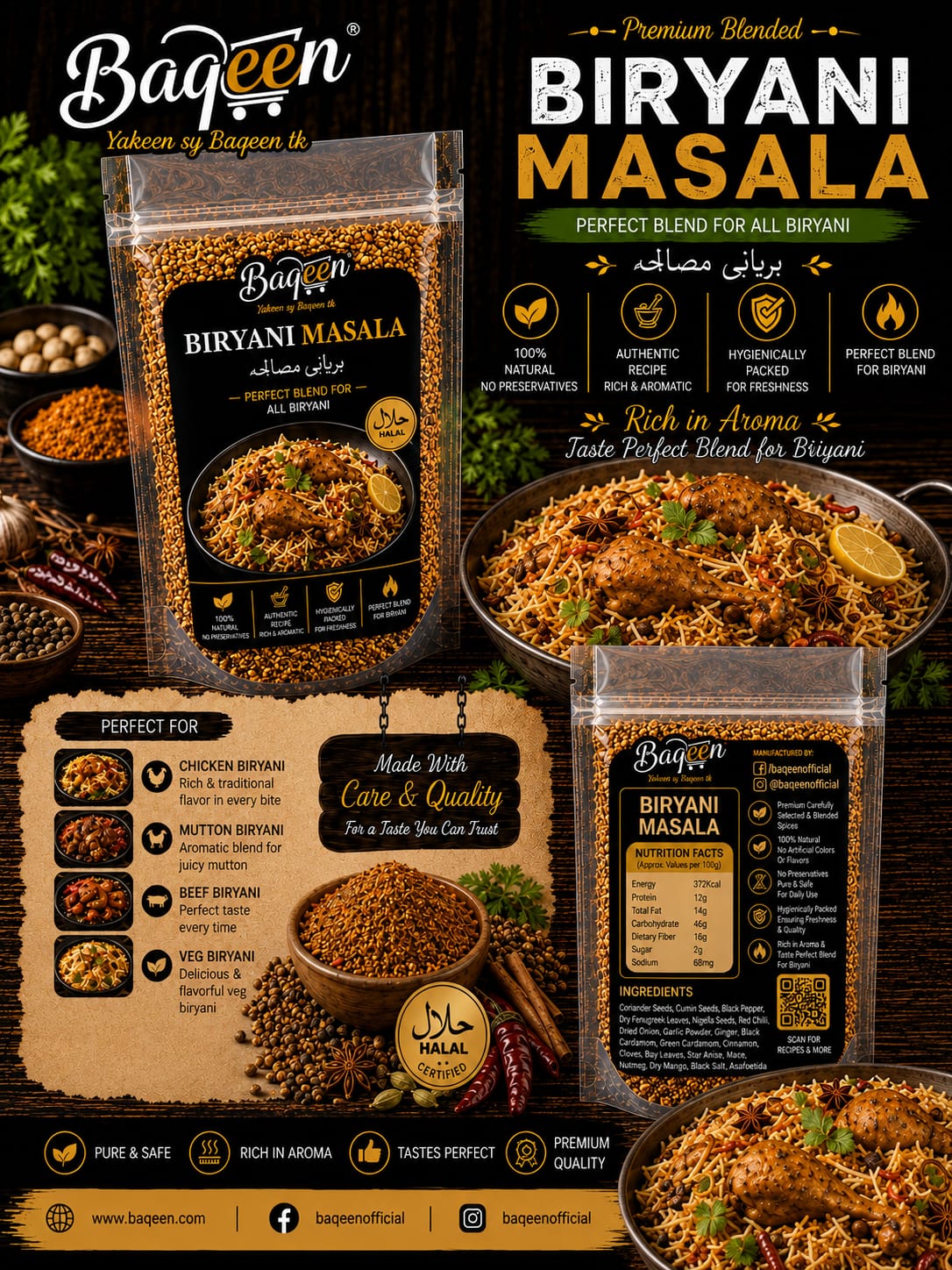 Baqeen Premium Biryani Masala – Authentic Natural Spice Blend