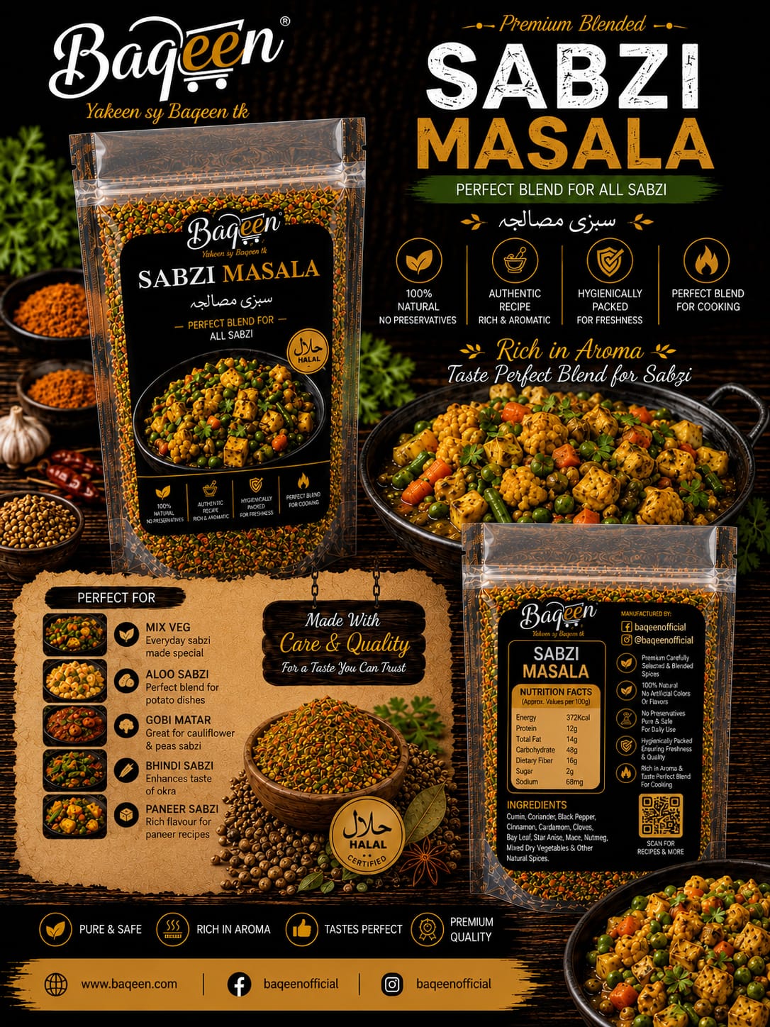 Baqeen Sabzi Masala – Premium Blended Authentic Vegetable Spice Mix