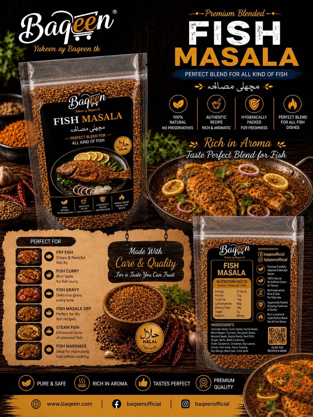 Baqeen Premium Fish Masala – Rich & Aromatic Fish Spice Blend