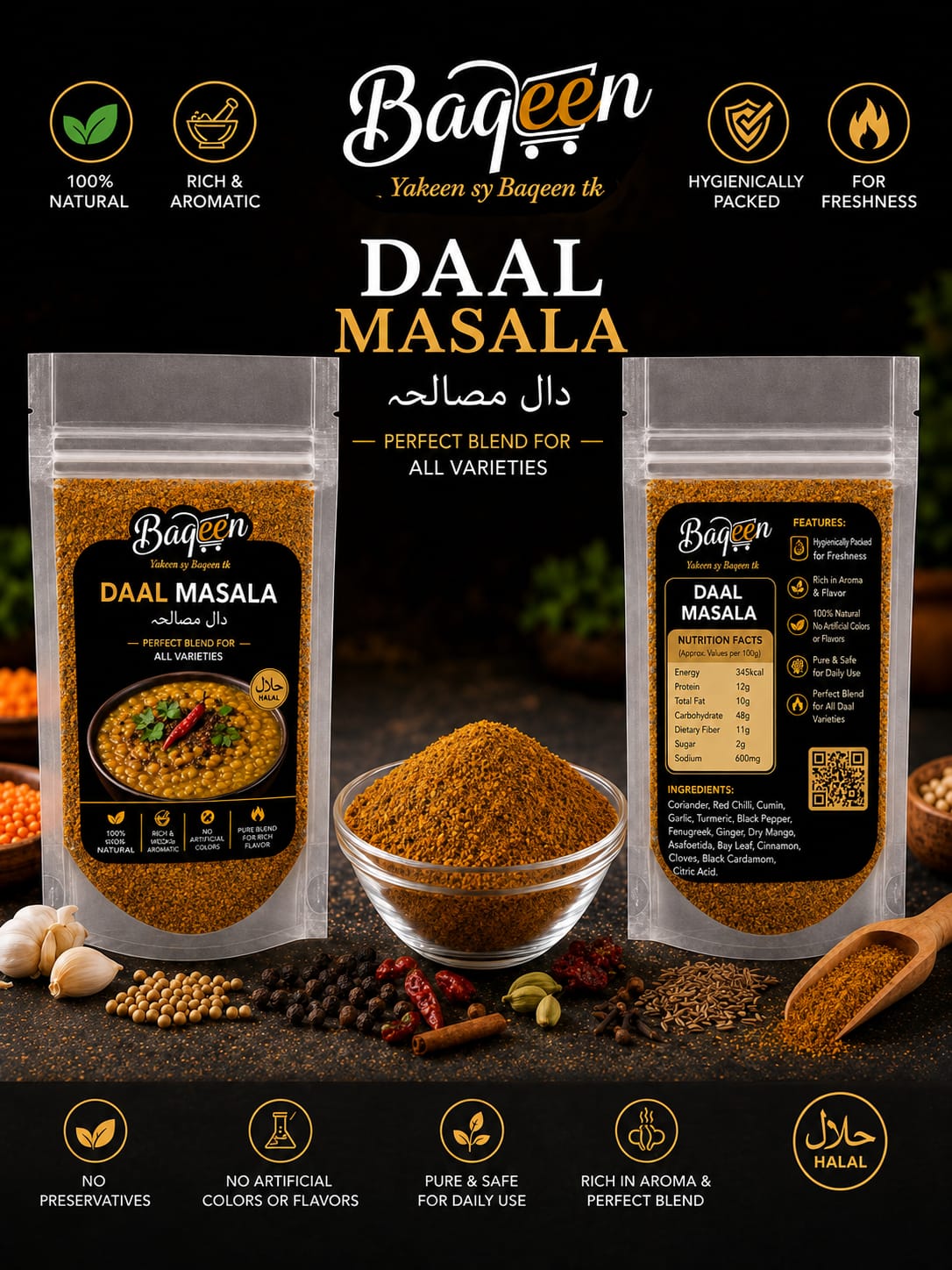 Baqeen Premium Daal Masala – Authentic Traditional Spice Blend