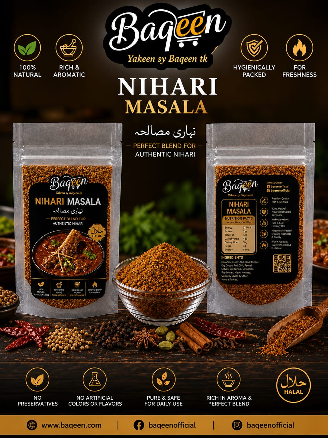Baqeen Premium Nihari Masala – Authentic Pakistani Spice Blend