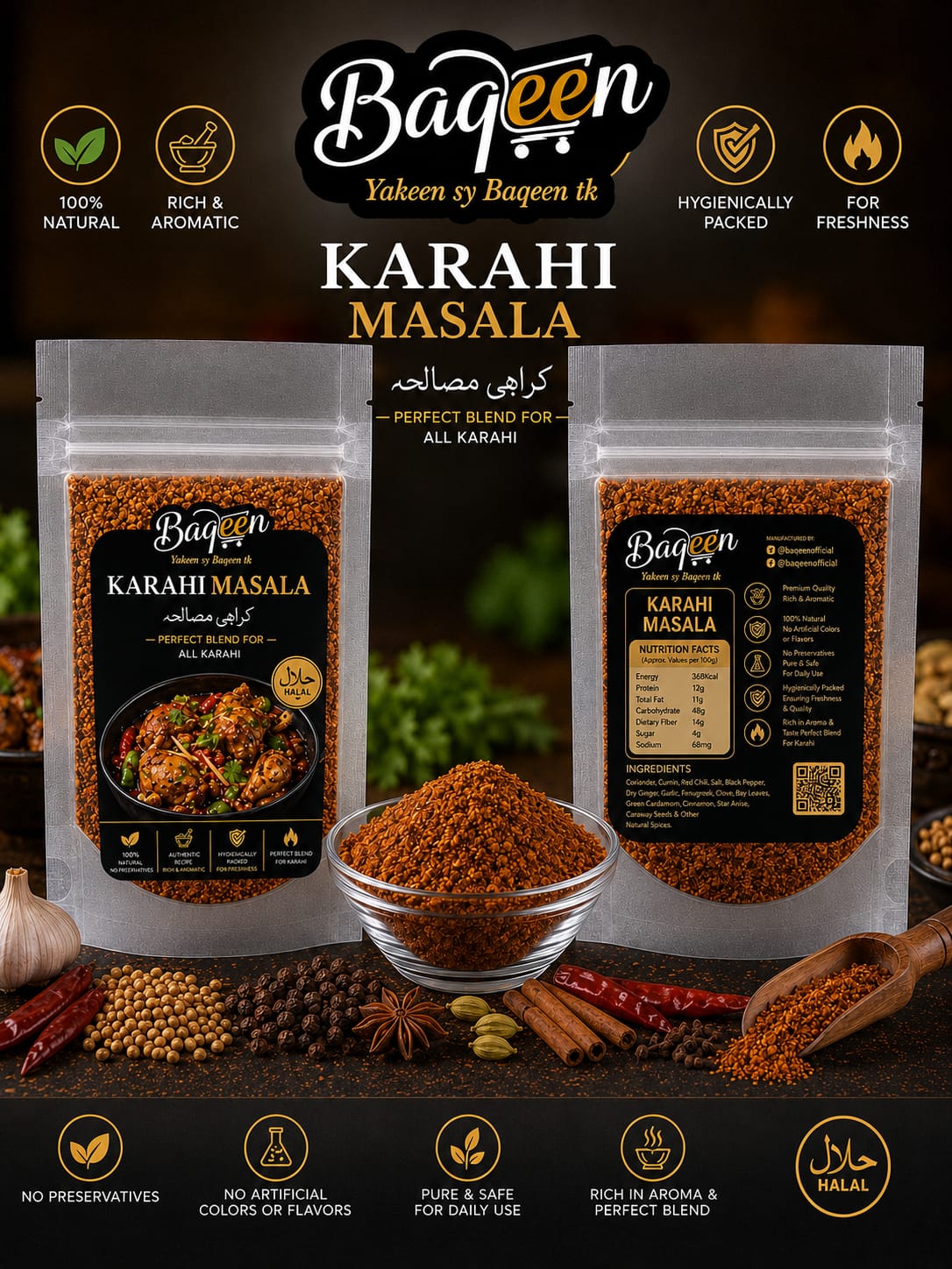Baqeen Premium Karahi Masala – Authentic Natural Spice Blend